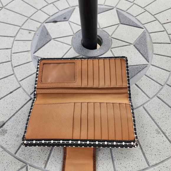 FOSSIL Felicity Black Ivory Dot Faux Leather Tote Bag Wallet Set - Picture 11 of 15